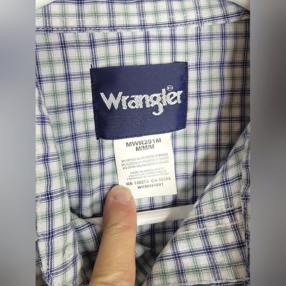 Men's Wrangler Pearl Snap Button Down Plaid Long Sleeve, size Medium M - Picture 4 of 4